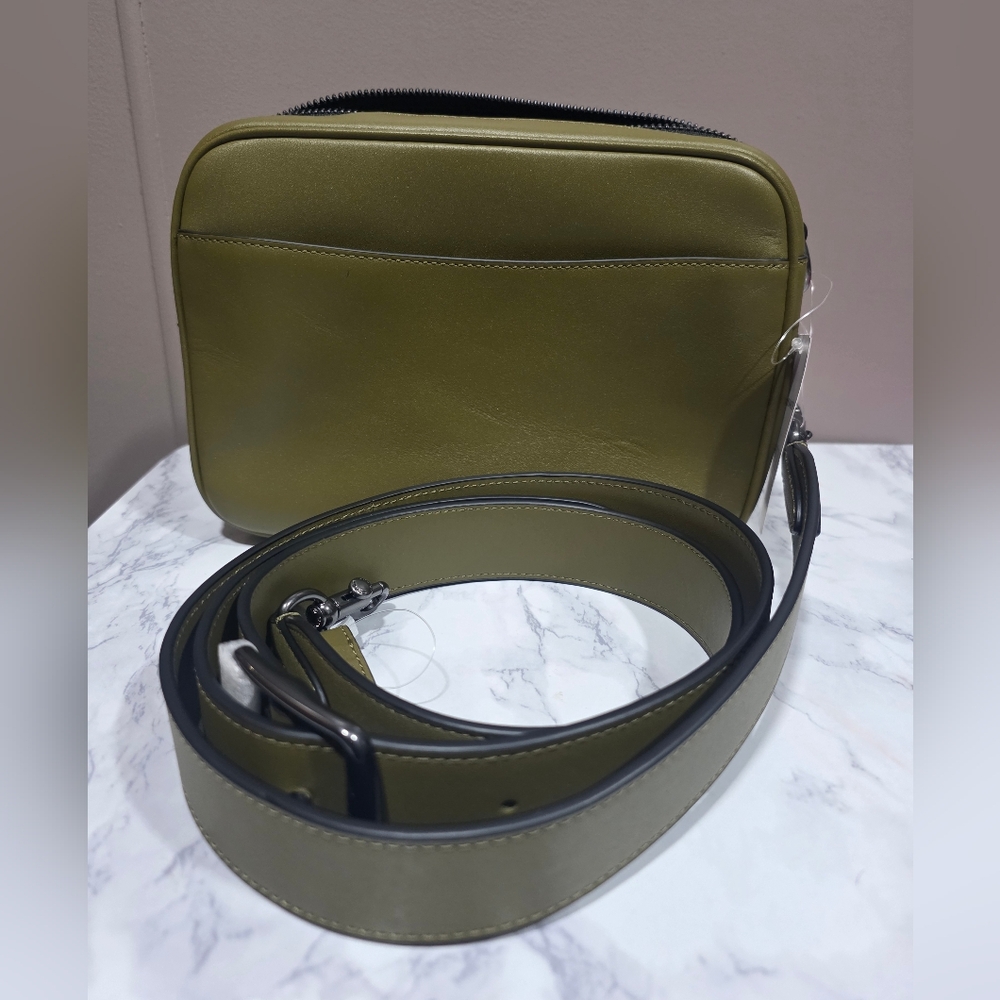 NWT COACH Olive Green Leather Crossbody Bag - Picture 5 of 12